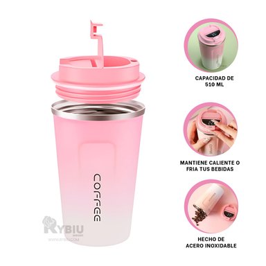 ENVASE PORTATIL RYBIU CO30262 ROSADO Y BLANCO +REGALO LIGAS PARA PEINAR