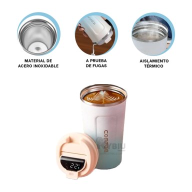 TAZA TERMO FUNCIONAL RYBIU CO30264 CELESTE Y BLANCO +ENVOLTORIO DE REGALO