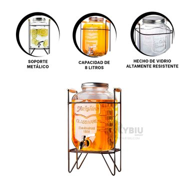 SOPORTE REFRESCOS RYBIU CO30193 TRANSPARENTE 8L + REGALO LIGAS PEINAR