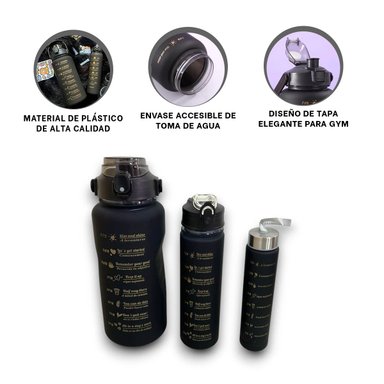 JUEGO BOTELAS RYBIU CO29584 CON TAPA NEGRA + REGALO STICKERS