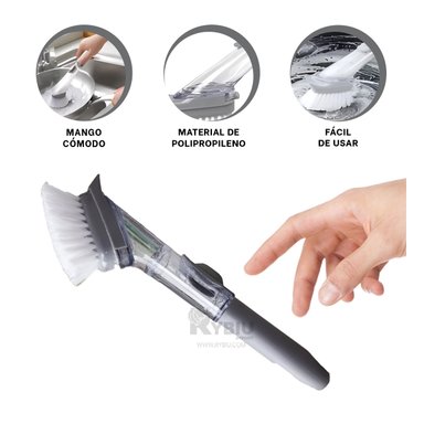 DISPENSADOR JABON RYBIU CO29557 ELEGANTE CEPILLO PLOMO + REGALO STICKERS