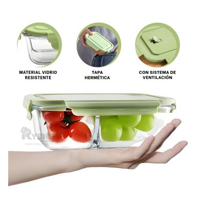 RECIPIENTE MODERNO CON TAPA RYBIU CO29558 VERDE +REGALO STICKERS