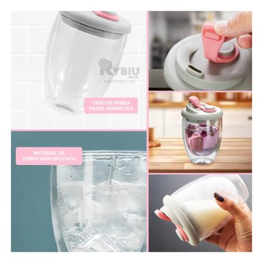 RECIPIENTE RYBIU CO32497 VIDRIO 350ML TOMAR ROSADO + ENVOLTORIO REGALO