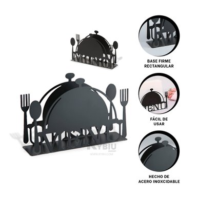 SERVILLETERO RYBIU CO32491 NEGRO SOPORTE PORTABLE COMEDOR + REGALO AGENDITA