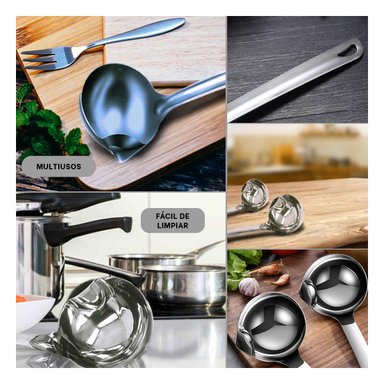 CUBIERTO UTIL PARA PURE EN PLATEADO Y+BANDERITAS ADHESIVAS