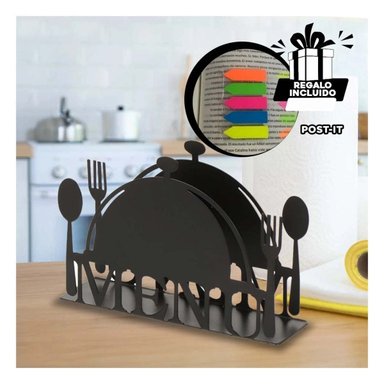 EXPOSITOR MENU NEGRO PARA SERVILLETAS DE COMEDOR CON MATERIAL RESISTENTE Y+LIGAS REGALO - 2