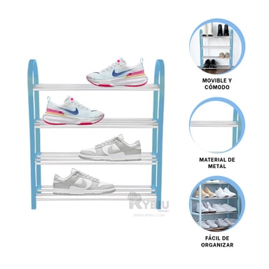 ZAPATILLERO RYBIU CELESTE IDONEO 4 NIVELES + LIGAS REGALO - 2