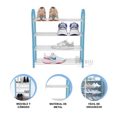ZAPATILLERO RYBIU CELESTE IDONEO 4 NIVELES + LIGAS REGALO - 4