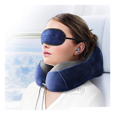 COJIN BLANDO DE CUELLO PARA VIAJAR EN AZUL Y+REGALO STICKERS - 3