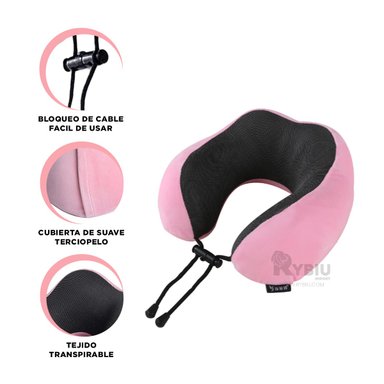 ALMOHADILLA PARA VIAJES EN COLOR ROSADO Y+POST-IT ADHESIVOS