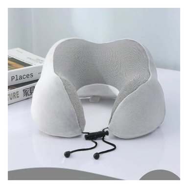 COJIN DE APOYO DE CUELLO PARA VIAJE TERCIOPELO PLOMO CON ESPUMA VISCOELASTICA Y+POST IT - 3