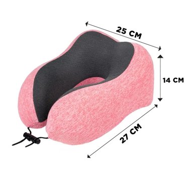 COJIN DE CUELLO CONFORT PARA VIAJAR CON TERCIOPELO ROSADO Y ESPUMA VISCOELASTICA Y+LIGAS REGALO - 4