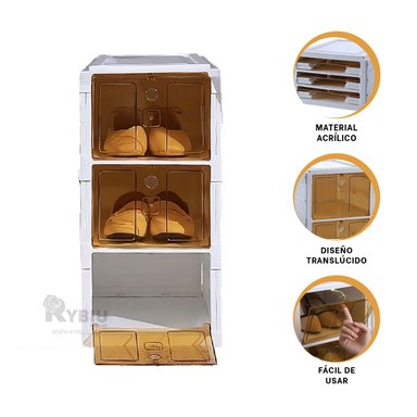 ALACENA RYBIU HO32422 BLANCO 3 PISOS ZAPATOS AMBAR + REGALO LIGAS PEINAR