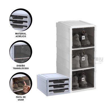 ALACENA RYBIU HO32421 BLANCO 3 PISOS ZAPATOS NEGRO + REGALO LIGAS PEINAR