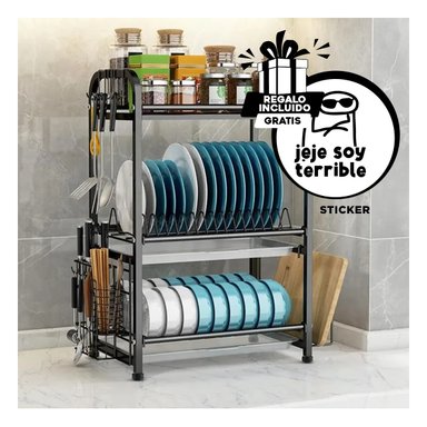 SET SOPORTE RYBIU HO32423 NEGRO FUNCIONAL PLATOS + REGALO STICKERS