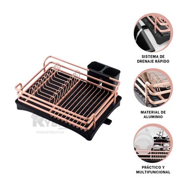 SET SOPORTE RYBIU HO32425 ALUMINIO ORO ROSA COCINA + GIFT STICKERS - 4