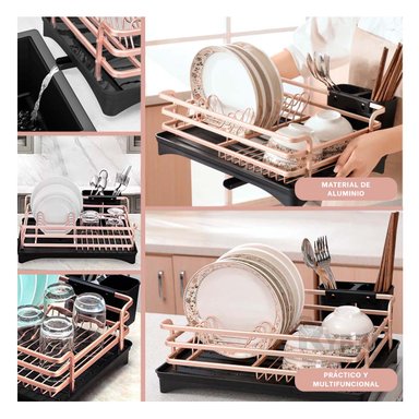 SET SOPORTE RYBIU HO32425 ALUMINIO ORO ROSA UTENSILIOS + ENVOLTORIO REGALO