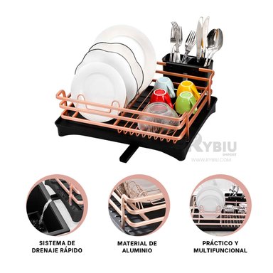 SET SOPORTE RYBIU HO32425 ALUMINIO ORO ROSA UTENSILIOS + ENVOLTORIO REGALO - 4