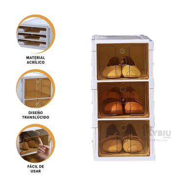 CAJONERA RYBIU HO32422 BLANCO FACIL USO CON TAPA AMBAR + BANDERITAS ADHESIVAS