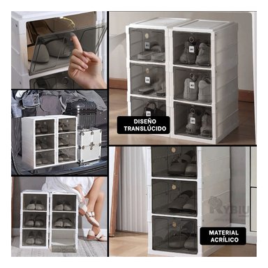 ZAPATERA RYBIU HO32421 BLANCO MULTIFUNCIONAL CON TAPA NEGRA + PAPEL REGALO - 2