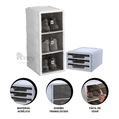 ZAPATERA RYBIU HO32421 BLANCO MULTIFUNCIONAL CON TAPA NEGRA + PAPEL REGALO - 4