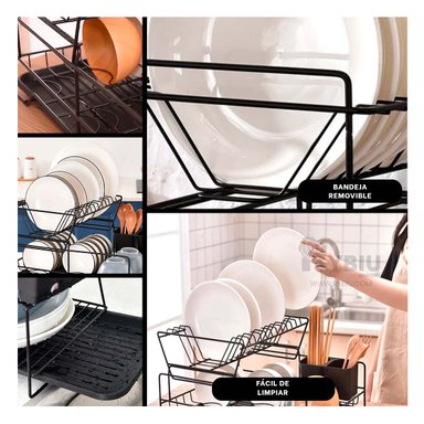 SET SOPORTE RYBIU HO32426 NEGRO UTENSILIOS 2 PISOS + ENVOLTORIO REGALO