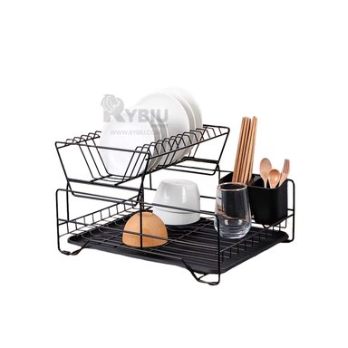 SET ESCURREPLATOS RYBIU HO32426 NEGRO DOBLE NIVEL + BANDERITAS ADHESIVAS