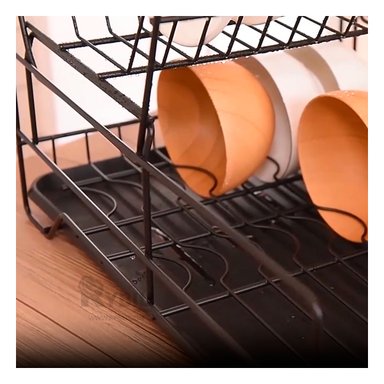 SET ESCURRIDOR RYBIU HO32426 NEGRO UTIL PLATOS 2 NIVELES + PAPEL REGALO