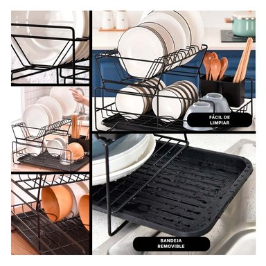 SOPORTE CON BANDEJA 2 NIVELES COLOR NEGRO Y+REGALO AGENDITA