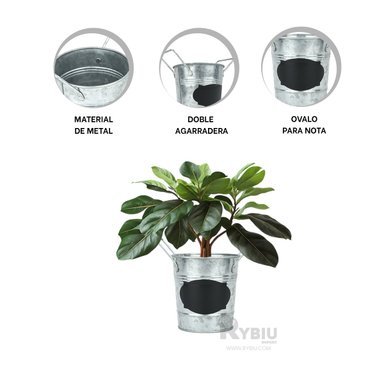 SET CUBO RYBIU HO32310 METAL PLATEADO IDONEO + REGALO LIGAS PEINAR - 2