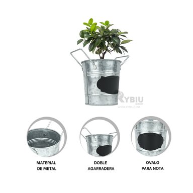 SET CUBO RYBIU HO32310 METAL PLATEADO IDONEO + REGALO LIGAS PEINAR - 4