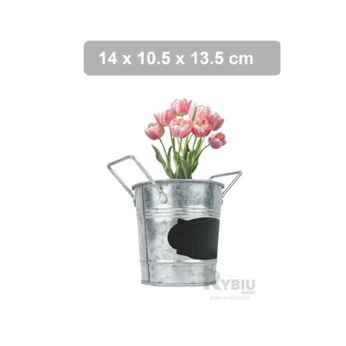 SET MACETERO RYBIU HO32310 METAL PLATEADO MODERNO CUBO + PAPEL REGALO - 5