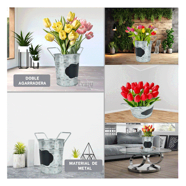 SET MACETA RYBIU HO32313 METAL PLATEADO ESTETICA FORMA NUBE + REGALO STICKERS