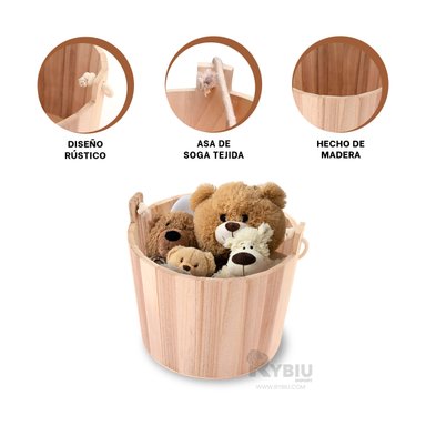 SET CESTO RYBIU HO32316 MADERA CLARA RECIPIENTE IDEAL CIRCULAR + LIGAS REGALO