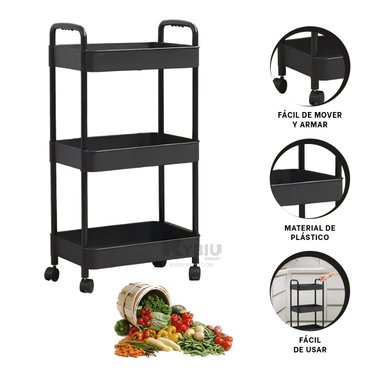 ESTANTERÍA RYBIU HO30741 NEGRO MOVIBLE + BANDERITAS ADHESIVAS