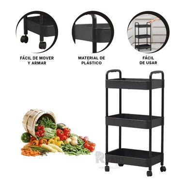 ESTANTERÍA RYBIU HO30741 NEGRO CANASTA 3 SECCIONES + REGALO AGENDITA