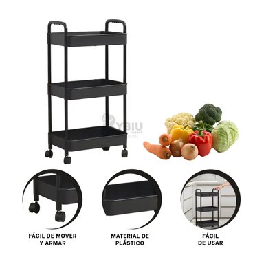 ESTANTERÍA RYBIU HO30741 NEGRO CANASTA 3 SECCIONES + REGALO AGENDITA - 2