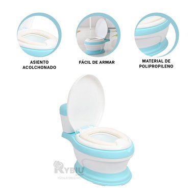 INODORO RYBIU HO30756 ASIENTO DURADERO + BANDERITAS ADHESIVAS CELESTE - 2