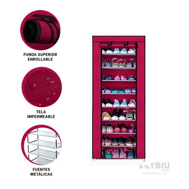 ESTANTE CALZADO RYBIU GUINDA FUNCIONAL + BANDERITAS ADHESIVAS