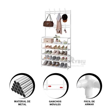 PORTAZAPATOS RYBIU RECTO BLANCO CON PERCHEROS + REGALO STICKERS