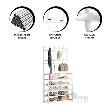 PORTAZAPATOS RYBIU RECTO BLANCO Y MOVILES + REGALO AGENDITA