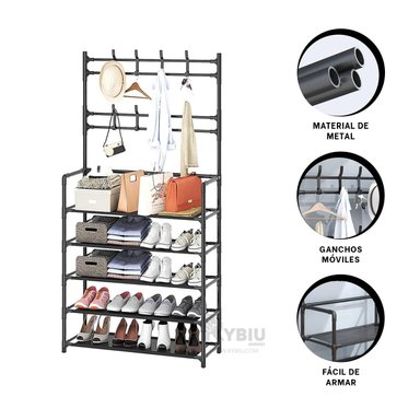 PORTAZAPATOS RYBIU RECTO NEGRO COMODO + ENVOLTORIO REGALO