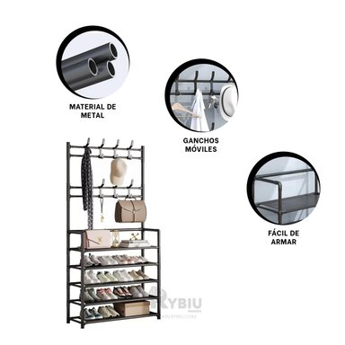 RACK RYBIU RECTO NEGRO FACIL ARMAR + REGALO LIGAS PEINAR - 3