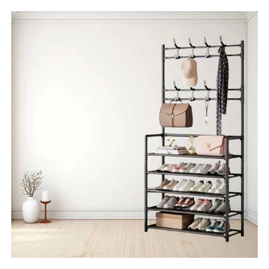 RACK RYBIU RECTO NEGRO METAL CON GANCHOS + LIGAS REGALO