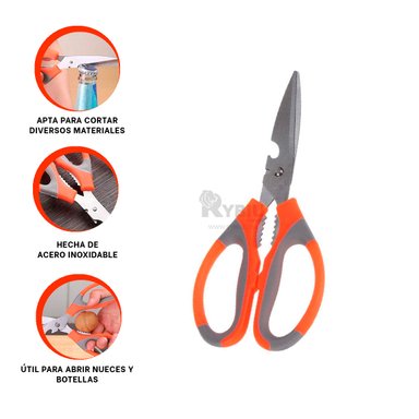 TIJERA RYBIU CO30051 NARANJA CORTADOR LLAMATIVO COCINA + REGALO STICKERS