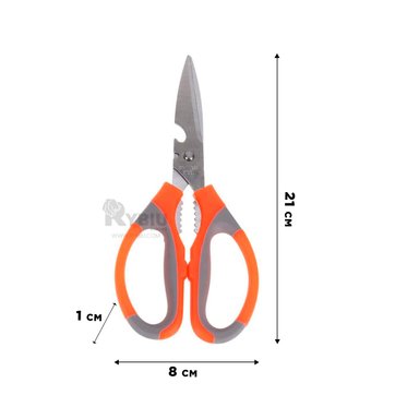 TIJERA RYBIU CO30051 NARANJA ABRIDOR UTIL COCINA + LIGAS REGALO
