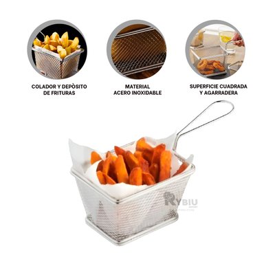 CANASTO FREIDOR RYBIU 1105 PLATEADO CANASTA FREIR PAPAS + GIFT STICKERS