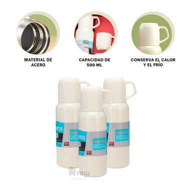 TERMO RYBIU CO32132 ACERO LONCHERA CREMA 500ML + PAPEL REGALO