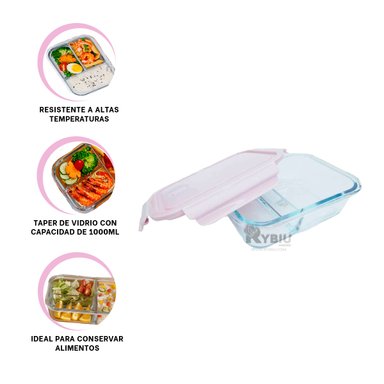 ENVASE DE DESAYUNOS RYBIU CO30470 VIDRIO ROSADO +LIGAS DE REGALO