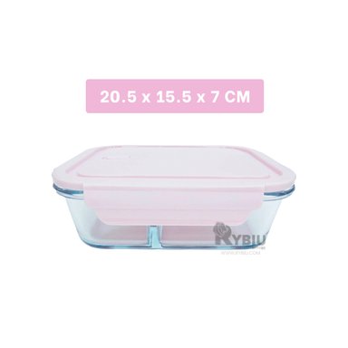 ENVASE PARA LLEVAR COMIDA RYBIU CO30470 VIDRIO ROSADO +BANDERITAS ADHESIVAS